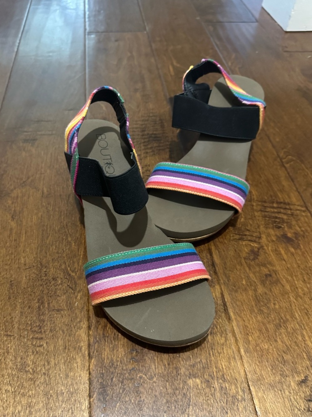 Boutique by Corkys Women's Rum Strappy Rainbow Studded Open Toe Wedge sandals